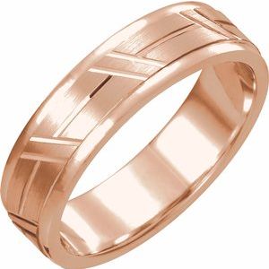 10K Rose 6 mm Grooved Band Size 10 - Siddiqui Jewelers