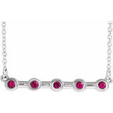 14K White Ruby Bezel-Set Bar 16" Necklace - Siddiqui Jewelers