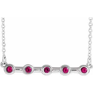 14K White Ruby Bezel-Set Bar 16" Necklace - Siddiqui Jewelers