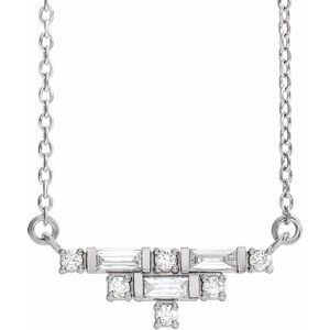 14K White 1/4 CTW Diamond Art Deco 18" Necklace - Siddiqui Jewelers