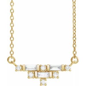 14K Yellow 1/4 CTW Diamond Art Deco 18" Necklace - Siddiqui Jewelers