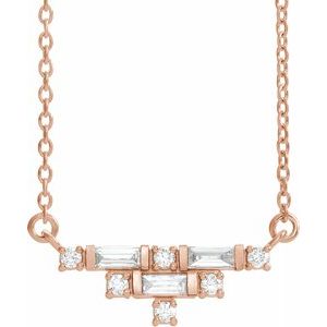 14K Rose 1/4 CTW Diamond Art Deco 18" Necklace - Siddiqui Jewelers