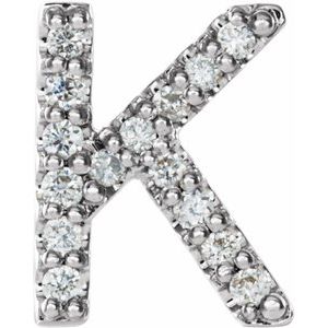 14K White .05 CTW Natural Diamond Initial K Earring Siddiqui Jewelers