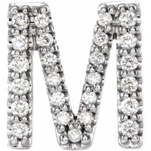 14K White .07 CTW Natural Diamond Initial M Earring Siddiqui Jewelers