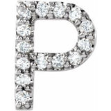 14K White .05 CTW Natural Diamond Initial P Earring Siddiqui Jewelers