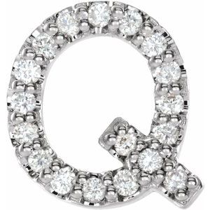 Sterling Silver .07 CTW Natural Diamond Initial Q Earring Siddiqui Jewelers