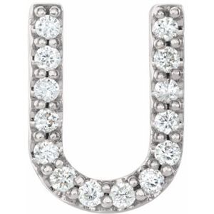 14K White .06 CTW Diamond Single Initial U Earring-Siddiqui Jewelers