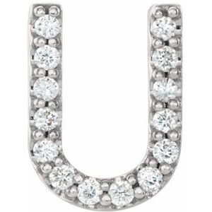 14K White .05 CTW Natural Diamond Initial U Earring Siddiqui Jewelers