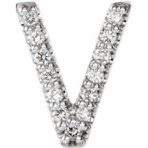 14K White .03 CTW Natural Diamond Initial V Earring Siddiqui Jewelers