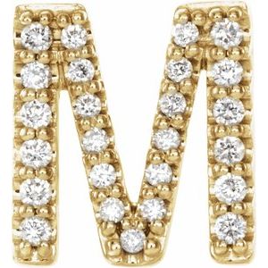 14K Yellow .07 CTW Natural Diamond Initial M Earring Siddiqui Jewelers