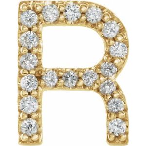 14K Yellow .06 CTW Natural Diamond Initial R Earring Siddiqui Jewelers