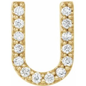 14K Yellow .05 CTW Natural Diamond Initial U Earring Siddiqui Jewelers