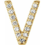 14K Yellow .03 CTW Natural Diamond Initial V Earring Siddiqui Jewelers