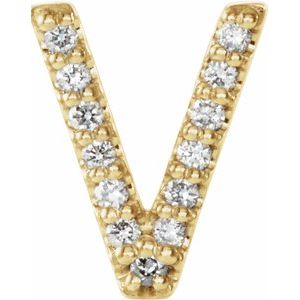 14K Yellow .03 CTW Natural Diamond Initial V Earring Siddiqui Jewelers