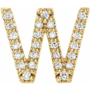 14K Yellow .07 CTW Diamond Single Initial W Earring-Siddiqui Jewelers