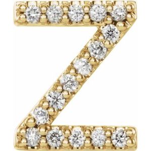 14K Yellow .06 CTW Diamond Single Initial Z Earring-Siddiqui Jewelers