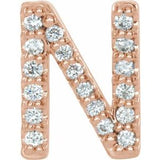 14K Rose .06 CTW Natural Diamond Initial N Earring Siddiqui Jewelers