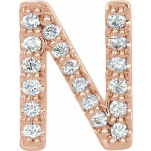 14K Rose .06 CTW Natural Diamond Initial N Earring Siddiqui Jewelers