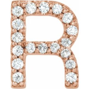 14K Rose .06 CTW Natural Diamond Initial R Earring Siddiqui Jewelers