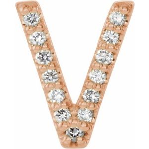 14K Rose .03 CTW Diamond Single Initial V Earring - Siddiqui Jewelers