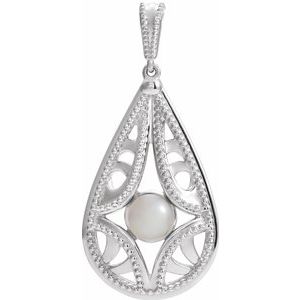 Sterling Silver Vintage-Inspired Freshwater Cultured Pearl Pendant - Siddiqui Jewelers