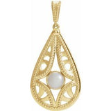 14K Yellow Vintage-Inspired Freshwater Cultured Pearl Pendant - Siddiqui Jewelers