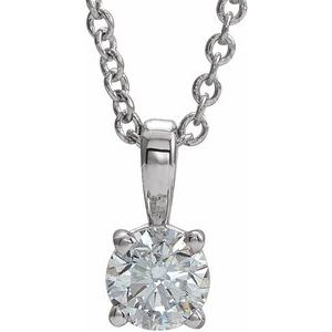 14K White 1/4 CT Diamond Birthstone 16-18" Necklace - Siddiqui Jewelers