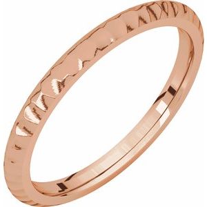 14K Rose 2 mm Half Round Band with Hammer Finish Size 5.5 - Siddiqui Jewelers