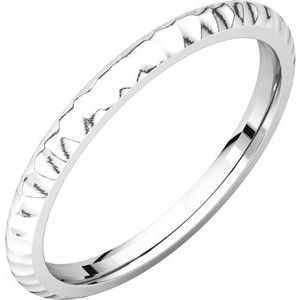 14K White 2 mm Half Round Band with Hammer Finish Size 8.5 - Siddiqui Jewelers