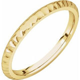 14K Yellow 2 mm Half Round Band with Hammer Finish Size 6 - Siddiqui Jewelers