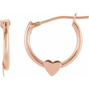 14K Rose Hinged Hoop Earrings with Heart - Siddiqui Jewelers