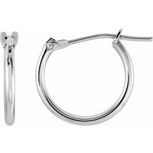 14K White 12.5 mm Hinged Hoop Earrings - Siddiqui Jewelers