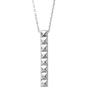 14K White Pyramid Bar 24" Necklace - Siddiqui Jewelers