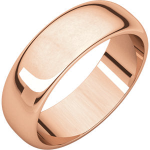 14K Rose 6 mm Half Round Band Size 9.5 - Siddiqui Jewelers