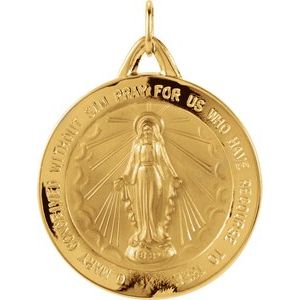 14K Yellow 25 mm Miraculous Medal - Siddiqui Jewelers