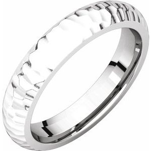 14K White 4 mm Half Round Band with Hammer Finish Size 7 - Siddiqui Jewelers