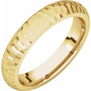 14K Yellow 4 mm Half Round Band with Hammer Finish Size 11 - Siddiqui Jewelers