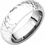 14K White 6 mm Half Round Band with Hammer Finish Size 10 - Siddiqui Jewelers