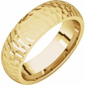 14K Yellow 6 mm Half Round Band with Hammer Finish Size 11 - Siddiqui Jewelers