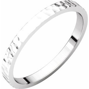 14K White 2 mm Flat Band with Hammer Finish Size 5 - Siddiqui Jewelers