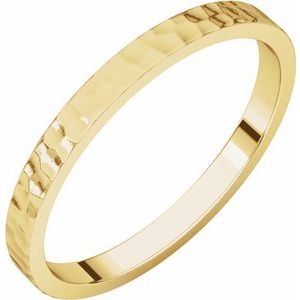 14K Yellow 2 mm Flat Band with Hammer Finish Size 6 - Siddiqui Jewelers