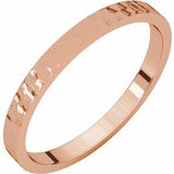 14K Rose 2 mm Flat Band with Hammer Finish Size 7 - Siddiqui Jewelers