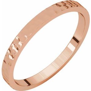 14K Rose 2 mm Flat Band with Hammer Finish Size 7 - Siddiqui Jewelers