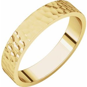 14K Yellow 4 mm Flat Band with Hammer Finish Size 10 - Siddiqui Jewelers