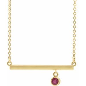 14K Yellow Ruby Bezel-Set 18" Bar Necklace - Siddiqui Jewelers