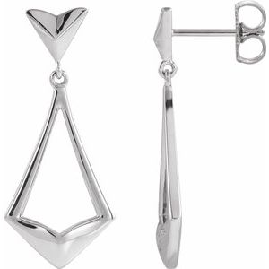 Sterling Silver Geometric Dangle Earrings with Backs - Siddiqui Jewelers