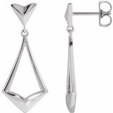 14K White Geometric Dangle Earrings with Backs - Siddiqui Jewelers