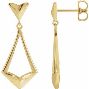 14K Yellow Geometric Dangle Earrings with Backs - Siddiqui Jewelers