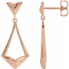 14K Rose Geometric Dangle Earrings with Backs - Siddiqui Jewelers