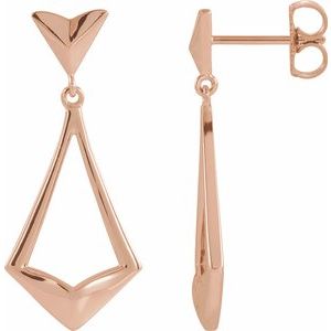 14K Rose Geometric Dangle Earrings with Backs - Siddiqui Jewelers